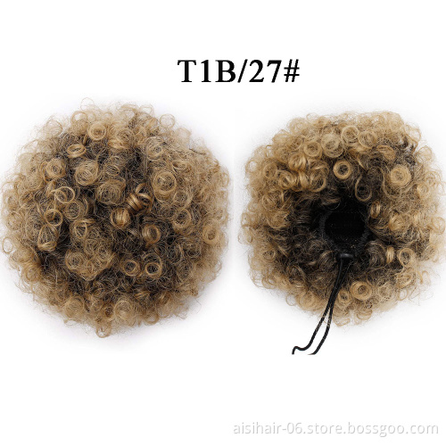 Aisi Hair Women's Synthetic Puff Afro Short Curly Hair Chignon For Black Women Color 4# Kinky Curly Hair Bun Ponytail